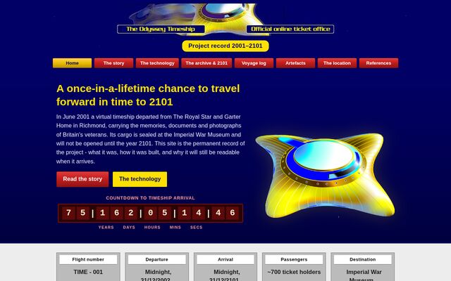 The Odyssey Timeship homepage