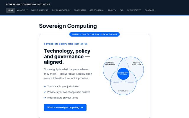 Sovereign Computing Initiative homepage